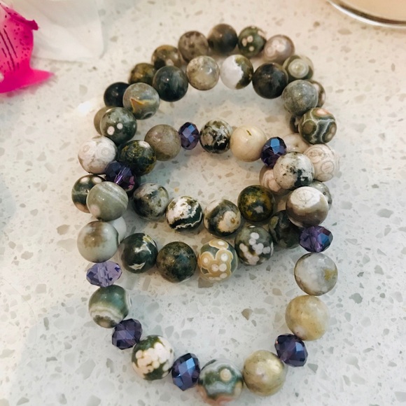 Set of 3 jasper bracelets - Picture 3 of 4